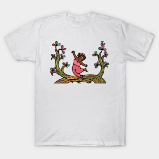 Happy cheerful black African woman with nature environment. Healthy freedom lifestyle. T-Shirt